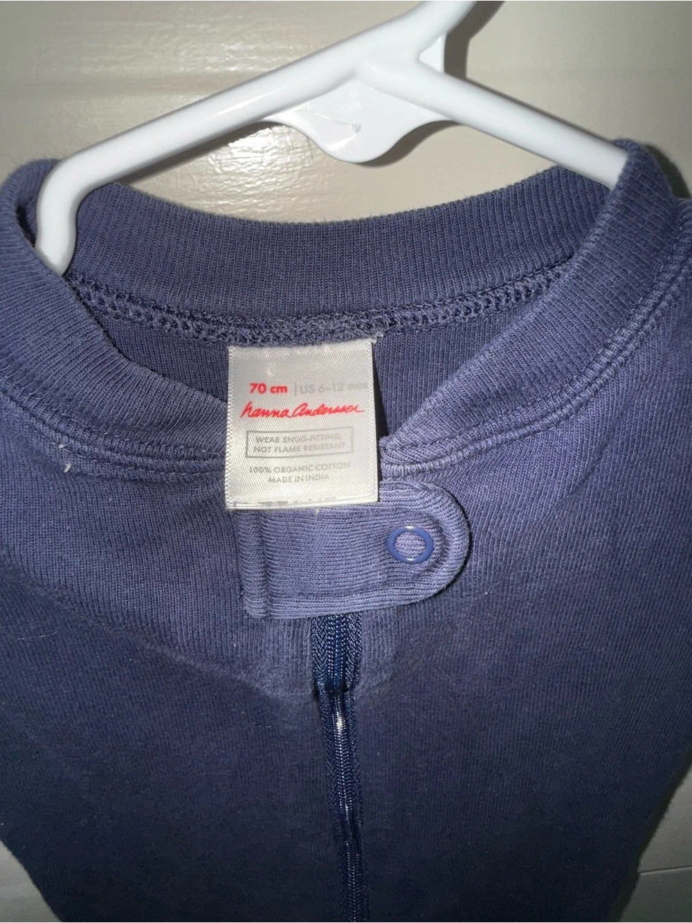 Hannah Anderson Baby 6-12 months- Navy Blue Footed One-Piece Pajamas